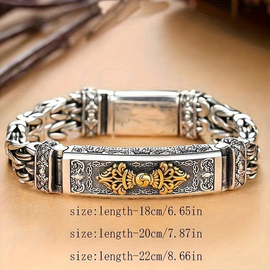 Men's Stainless Steel Bracelet - Hip-Hop Style Handcrafted Jewelry with Celtic Knotwork & 201 Stainless Steel Accents, Non-Magnetic Durable Design for Casual & Formal Wear