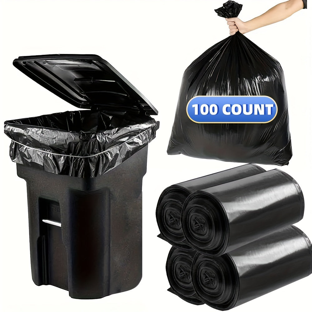 65 gallon plus thickened heavy duty garbage bag, tear resistant, high quality 25/ 50/ 100/ 150 pack black garbage bag, suitable for yard garbage storage, garbage disposal, outdoor camping garbage collection
