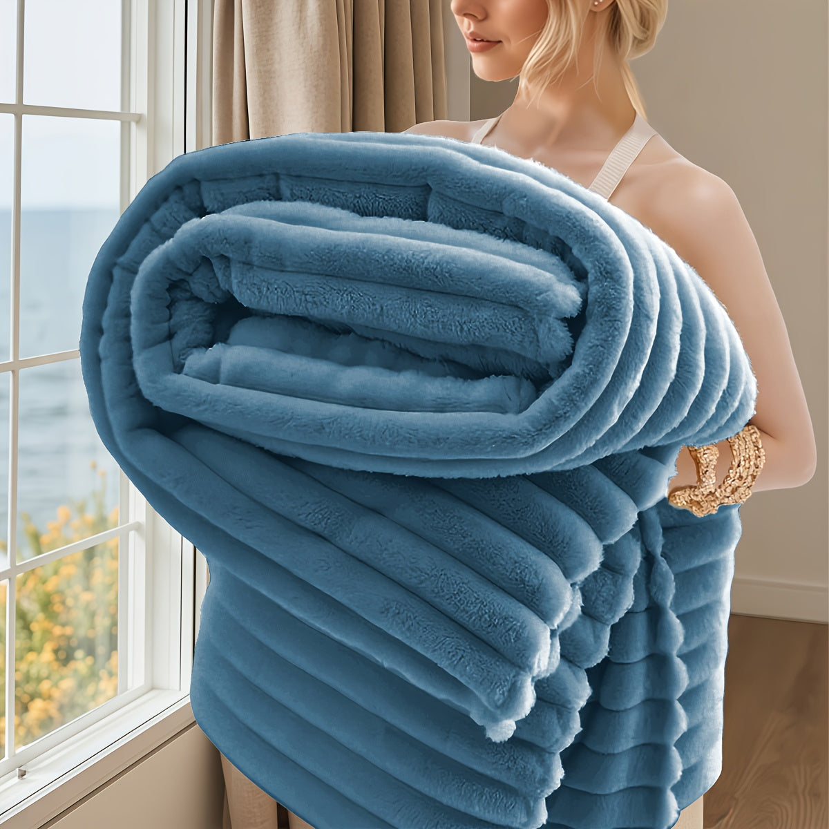 [Soft Rabbit Fur Blanket] Super Soft Luxurious Faux Rabbit Fur Throw Blanket - Warm & Cozy For Couch, Bed, Office, Nap, Outdoor Camping And Travel - Versatile All-Season Gift, Christmas Present
