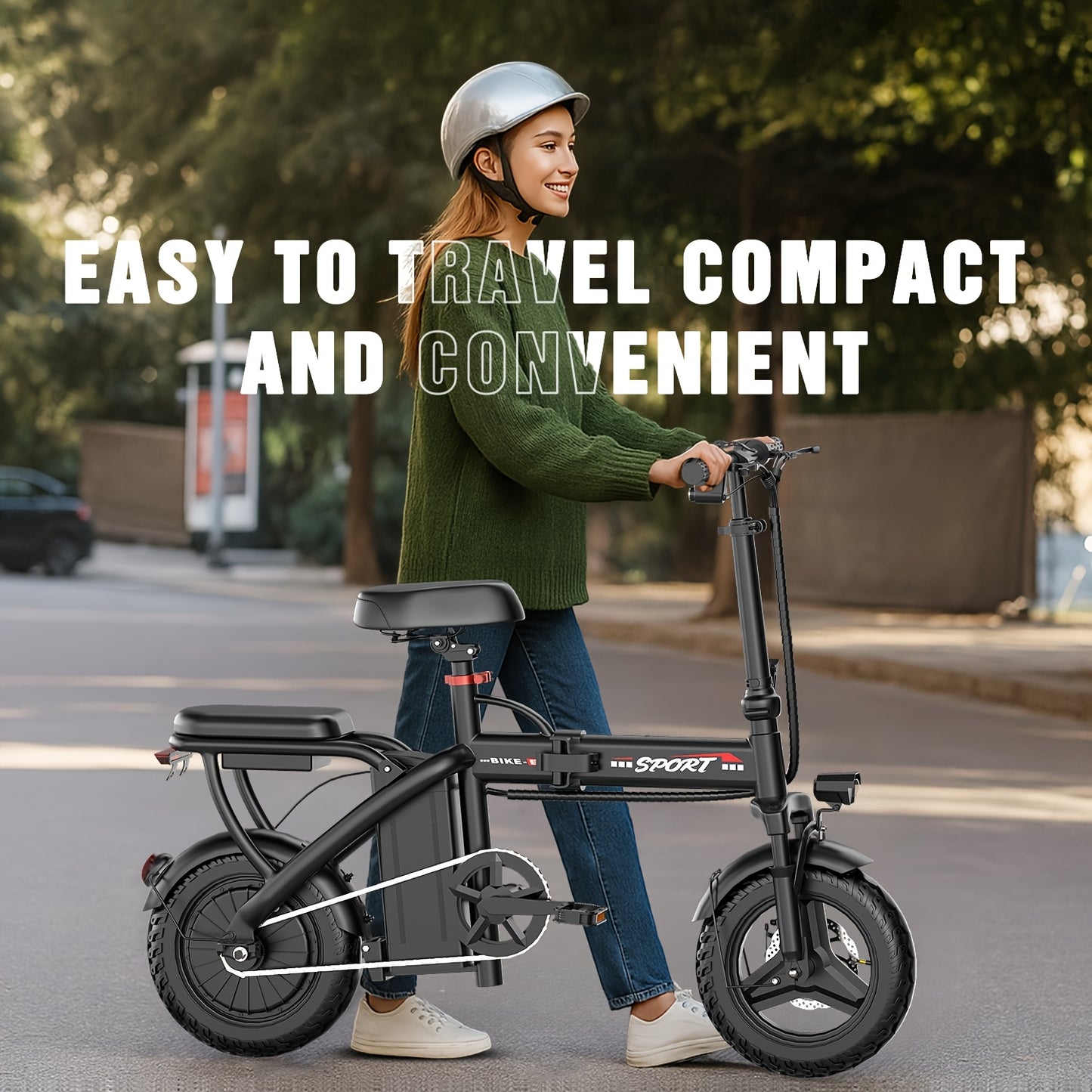 500W Lightweight Folding Electric Bike for Adults - 20MPH 35-Mile Range Commuter E-Bike with 48V 10AH Removable Battery, Front Headlight & Disc Brakes, 385 lbs Capacity, Alloy Steel Frame, Black, Foldable Electric Bike, Urban