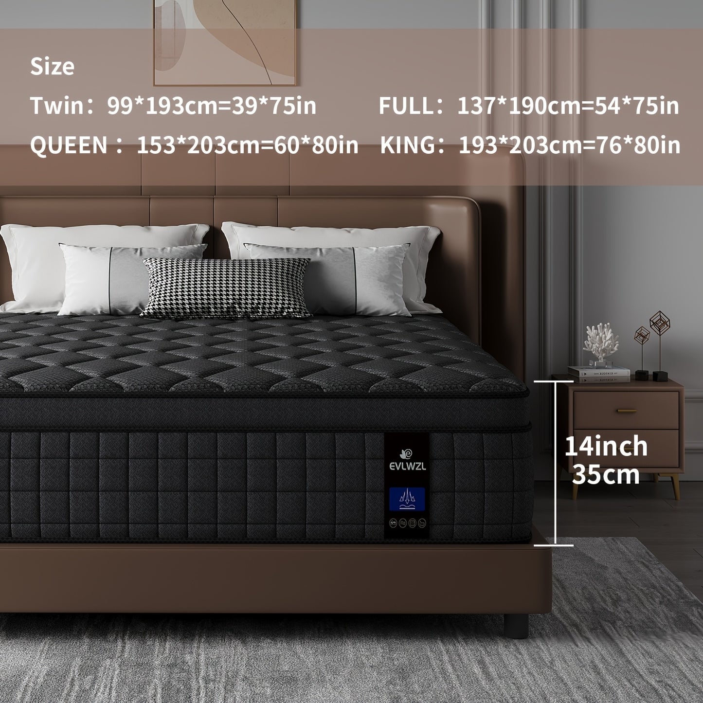 8in/10in/12in/14in Twin, Full, Queen, King, Mattress Memony Foam And Spring, Hybrid Mattress, Medium Firmness, Lumbar Support, for Home RoomsHotels, Boxed,