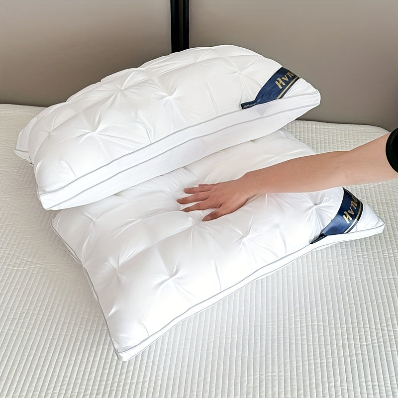 2pcs Luxury 5-Star Hotel Quality Pillows, 19x29 Inches - Deep Sleep Neck Support, Non-Collapse High Pillow Core for All Seasons, Hypoallergenic Polyester Cover, Modern Pillow Design|Soft Texture Finish, Pillows for Sleeping,