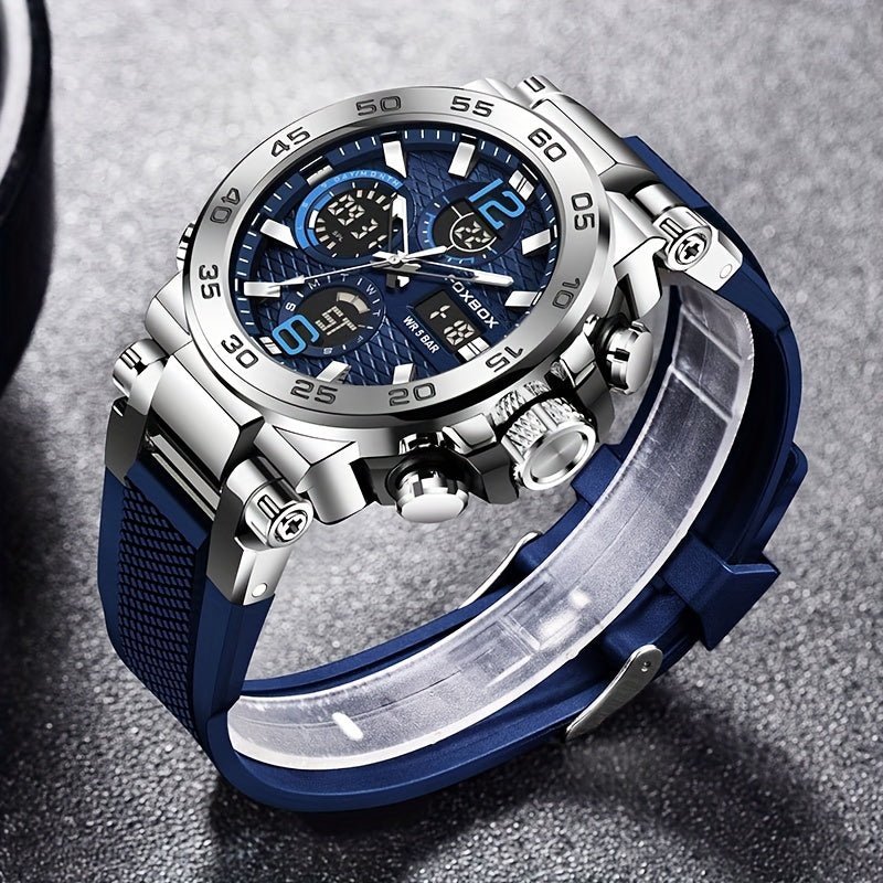 Men's Sports Watch Dual Display Digital Military Quartz Watch Alarm Clock Chronograph Computer, Multifunctional Luminous Business Watch, Student Watch, Outdoor Sports Watch
