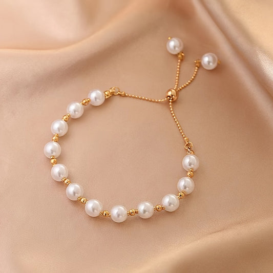 1pc Elegant Women'S Pearl Bracelet - Vintage-Inspired, Daily Wear, Gift for Mother'S Day, All-Fit Style, Party Accessory, Imitation Pearl, Everyday Accessory|Vintageinspired Design|Durable Bracelet, Pearl Bracelet