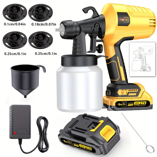 Wireless Spray Gun with Nozzle -1500mAh Rechargeable Battery, Capacity 16.91oz, Suitable for Indoor/outdoor Use On Walls, Wood, Cars, Decks, Furniture - Including 2 Adjustable Spray Modes And Ergonomic Design | Father's Day H