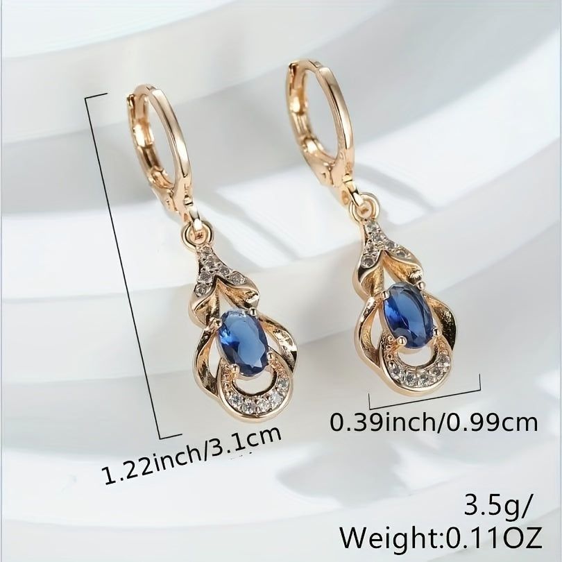 [Elegant Earrings] 18K Gold Plated Elegant Zirconia Drop Earrings | Women's Ear Jewelry For Banquet Dinner Decor