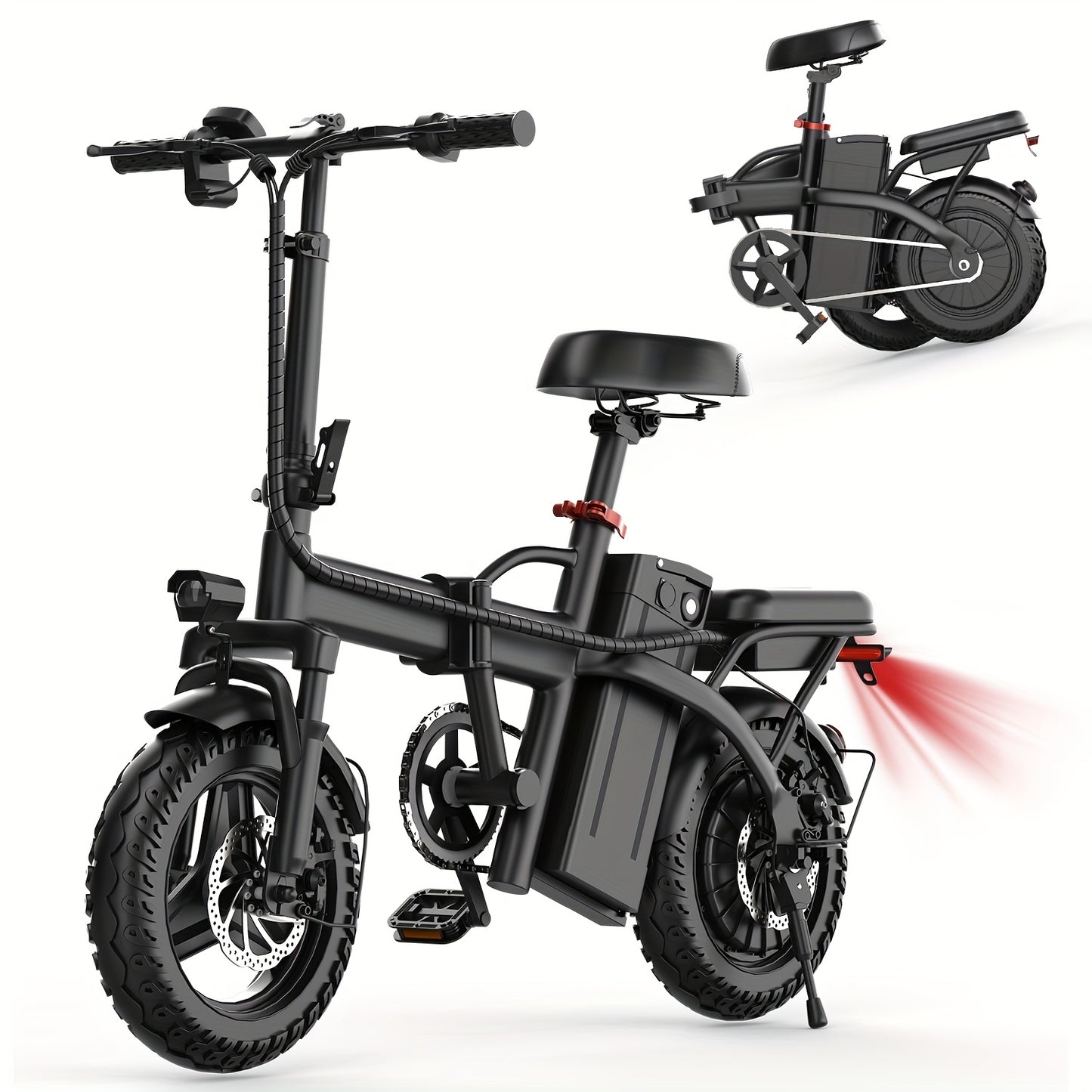 500W Lightweight Folding Electric Bike for Adults - 20MPH 35-Mile Range Commuter E-Bike with 48V 10AH Removable Battery, Front Headlight & Disc Brakes, 385 lbs Capacity, Alloy Steel Frame, Black, Foldable Electric Bike, Urban