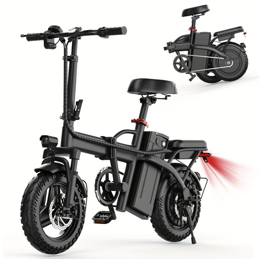 500W Lightweight Folding Electric Bike for Adults - 20MPH 35-Mile Range Commuter E-Bike with 48V 10AH Removable Battery, Front Headlight & Disc Brakes, 385 lbs Capacity, Alloy Steel Frame, Black, Foldable Electric Bike, Urban