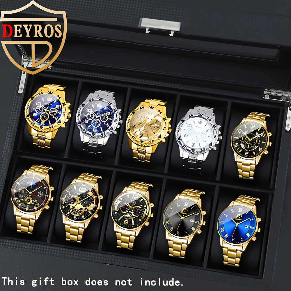 10pcs/ set Men Watches Sets, Casual Watches for Men Analog Alloy & Faux Leather Quartz Mens Watches, Multiple Color Men Watch, Ideal Choice for Gifts Wrist Watch, Reloj Para Hombre.