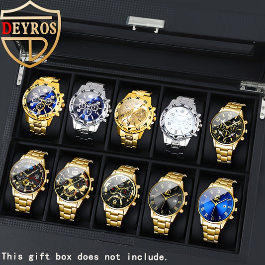 10pcs/ set Men Watches Sets, Casual Watches for Men Analog Alloy & Faux Leather Quartz Mens Watches, Multiple Color Men Watch, Ideal Choice for Gifts Wrist Watch, Reloj Para Hombre.