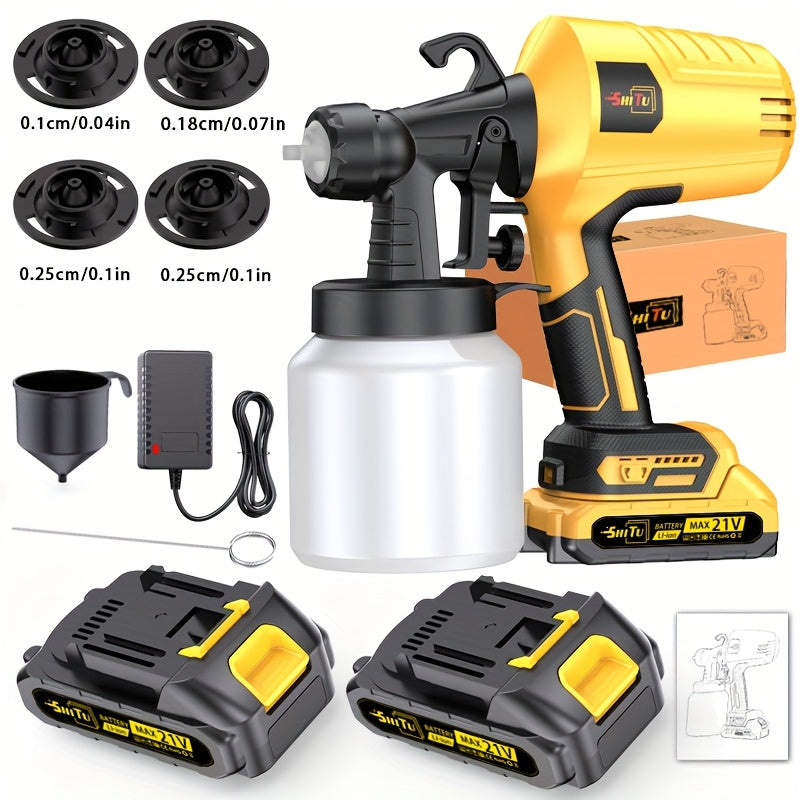 Wireless Spray Gun with Nozzle -1500mAh Rechargeable Battery, Capacity 16.91oz, Suitable for Indoor/outdoor Use On Walls, Wood, Cars, Decks, Furniture - Including 2 Adjustable Spray Modes And Ergonomic Design | Father's Day H