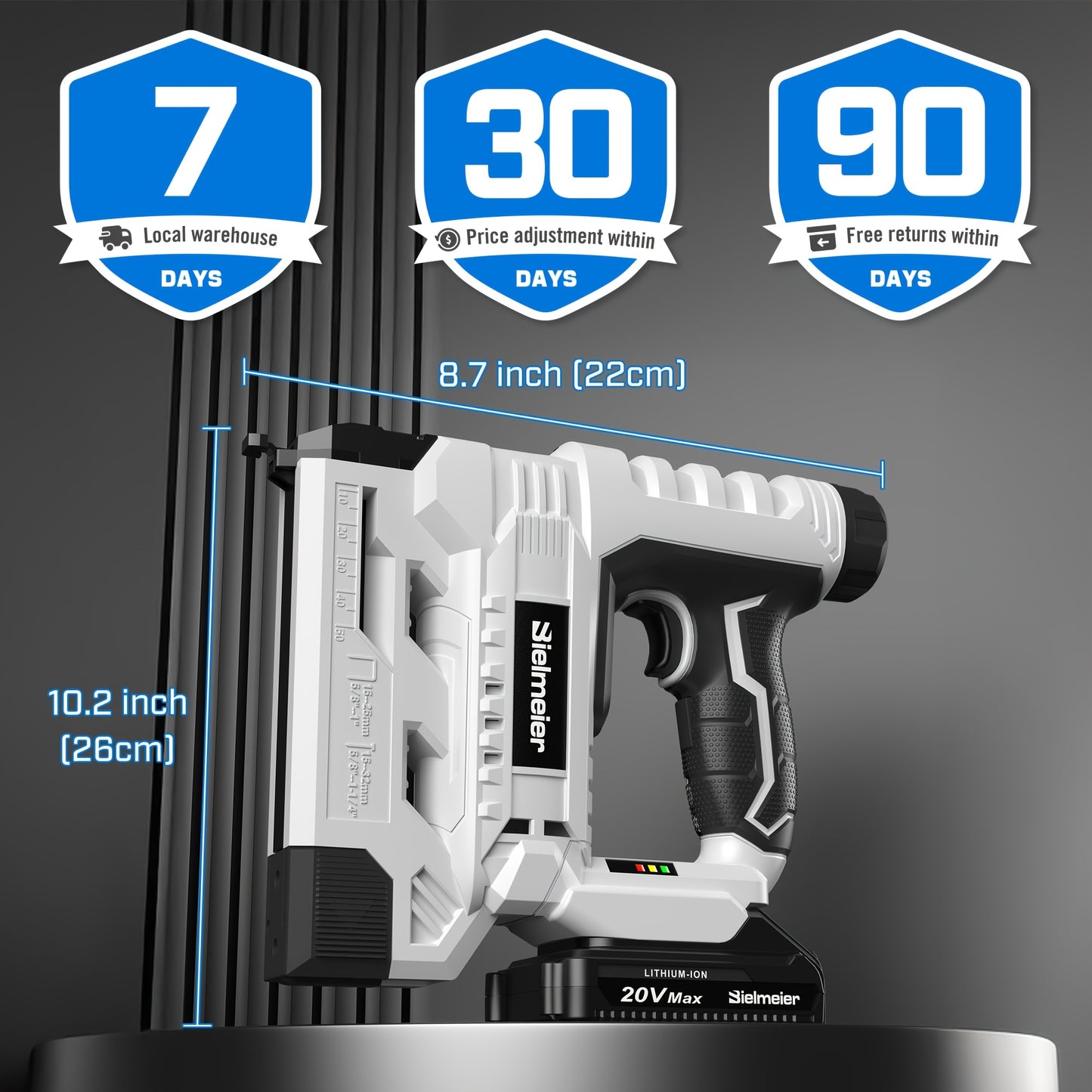 Bielmeier 20V/4V Cordless 2-in-1 Nail Gun, No Compressor, No Cord, Lightweight Design, for Carpentry And Upholstery, with LED Work Light, Safety Striker Guard, Adjustable Depth Design, with Battery&Charger, 1600/2000 Nails An
