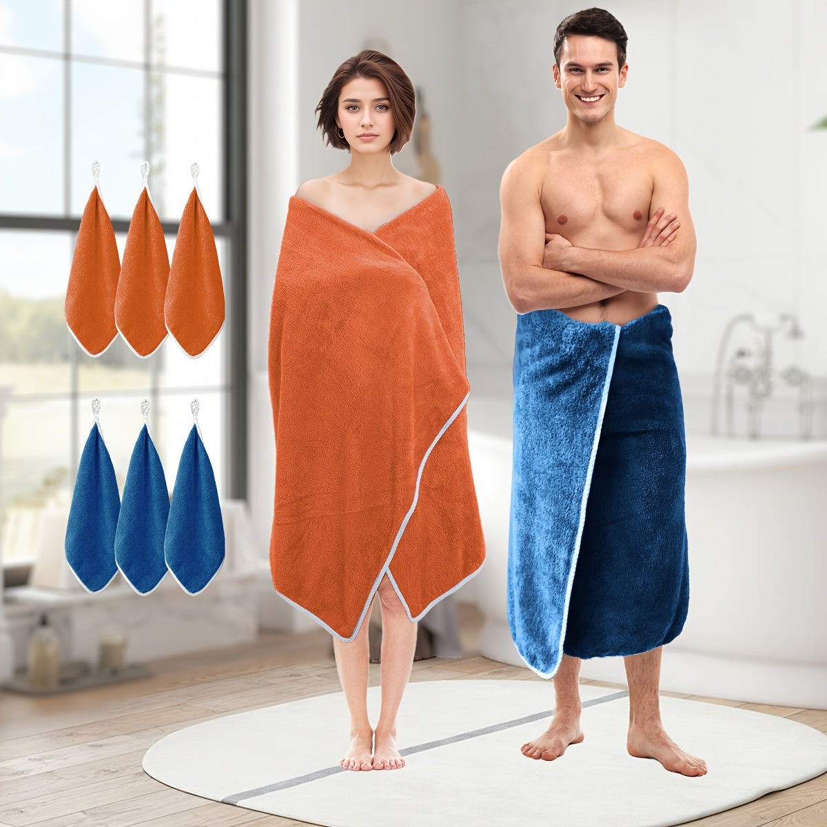 [Bath Towel Set] 8pcs Bath Towel Set - 2pcsExtra Large Bath Towel & 6pcs Bath Towel Bath Towel Hair Drying Turban Super Soft High Absorbent for Family, Couple