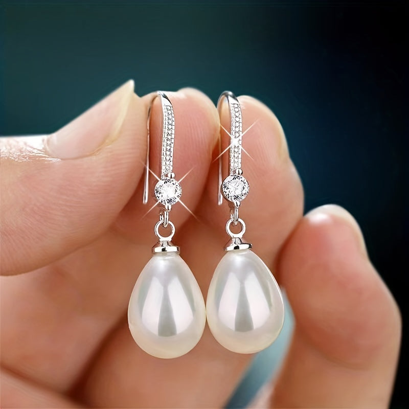 Chic Long Drop Faux Freshwater Pearl Earrings - Elegant Alloy Dangle Design for Parties & Everyday Elegance