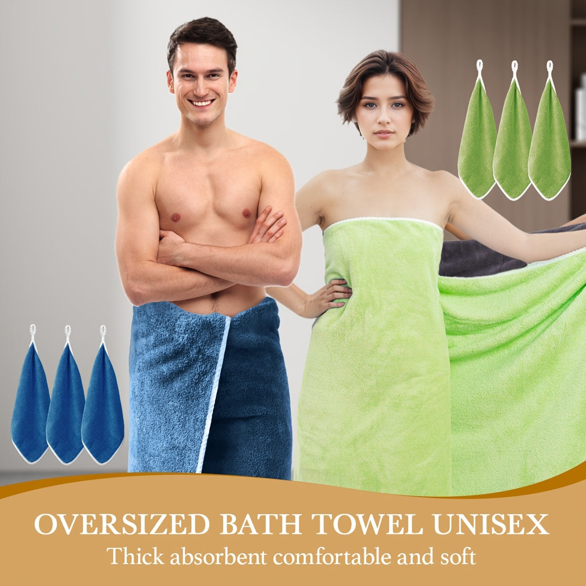 [Bath Towel Set] 8pcs Bath Towel Set - 2pcsExtra Large Bath Towel & 6pcs Bath Towel Bath Towel Hair Drying Turban Super Soft High Absorbent for Family, Couple