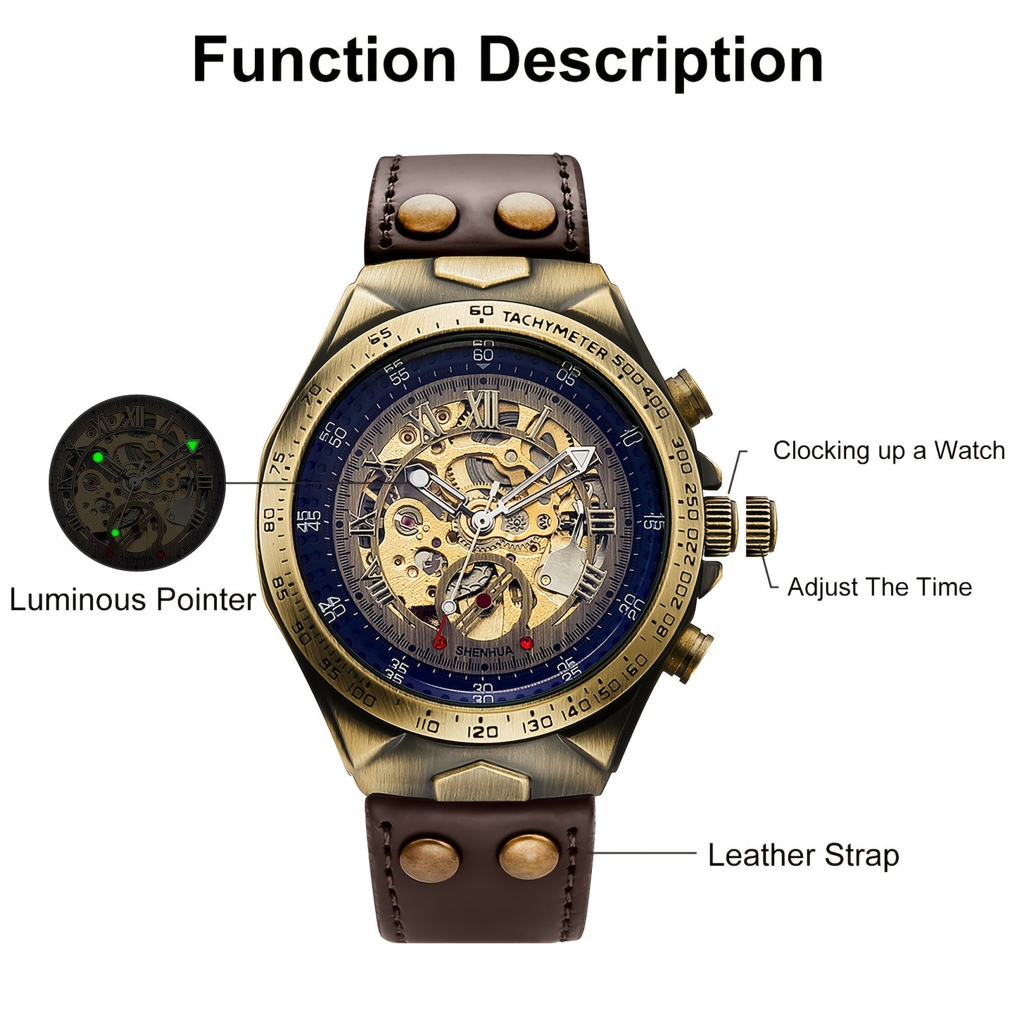 Automatic Mechanical Wristwatch for Men, Luxury Classic Skeleton Dial Watch, Retro Design for Casual Fashion, Ideal Gift for Labor Day/Christmas/Thanksgiving/Birthday