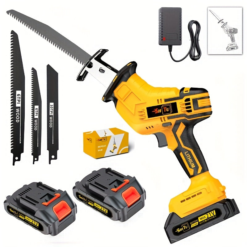 2025 Newly Upgraded Wireless Rotary Saw And Electric Reciprocating Saw in 2025, Equipped with Blade Set And Wood/Metal/Pvc Cutting Charger, And Featuring Multiple Safety Functions, Including a Safety Lock for Multi-Purpose Cu