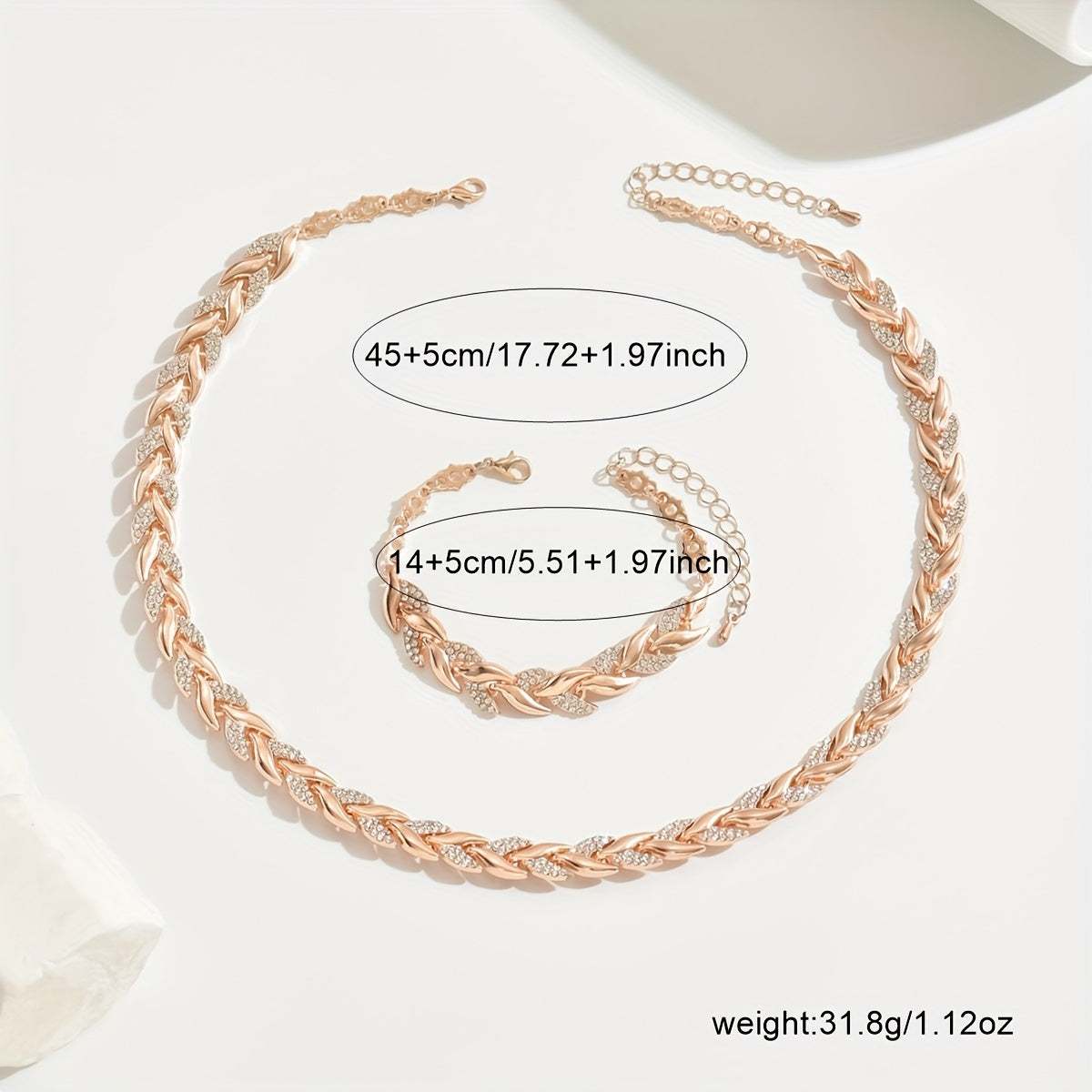 [Elegant Jewelry] Elegant 1 Bracelet 1 Necklace Fish Tail Jewelry Set | Inlaid Glass Rhinestone, Suitable for Women's Autumn and Winter Banquet Daily Wear