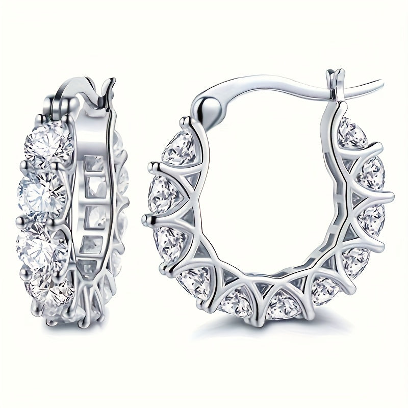 [Zirconia-studded] Circular Hoop Earrings - Elegant Zirconia-studded - For Ladies, Suitable for Engagement Parties, Banquets, and Daily Wear