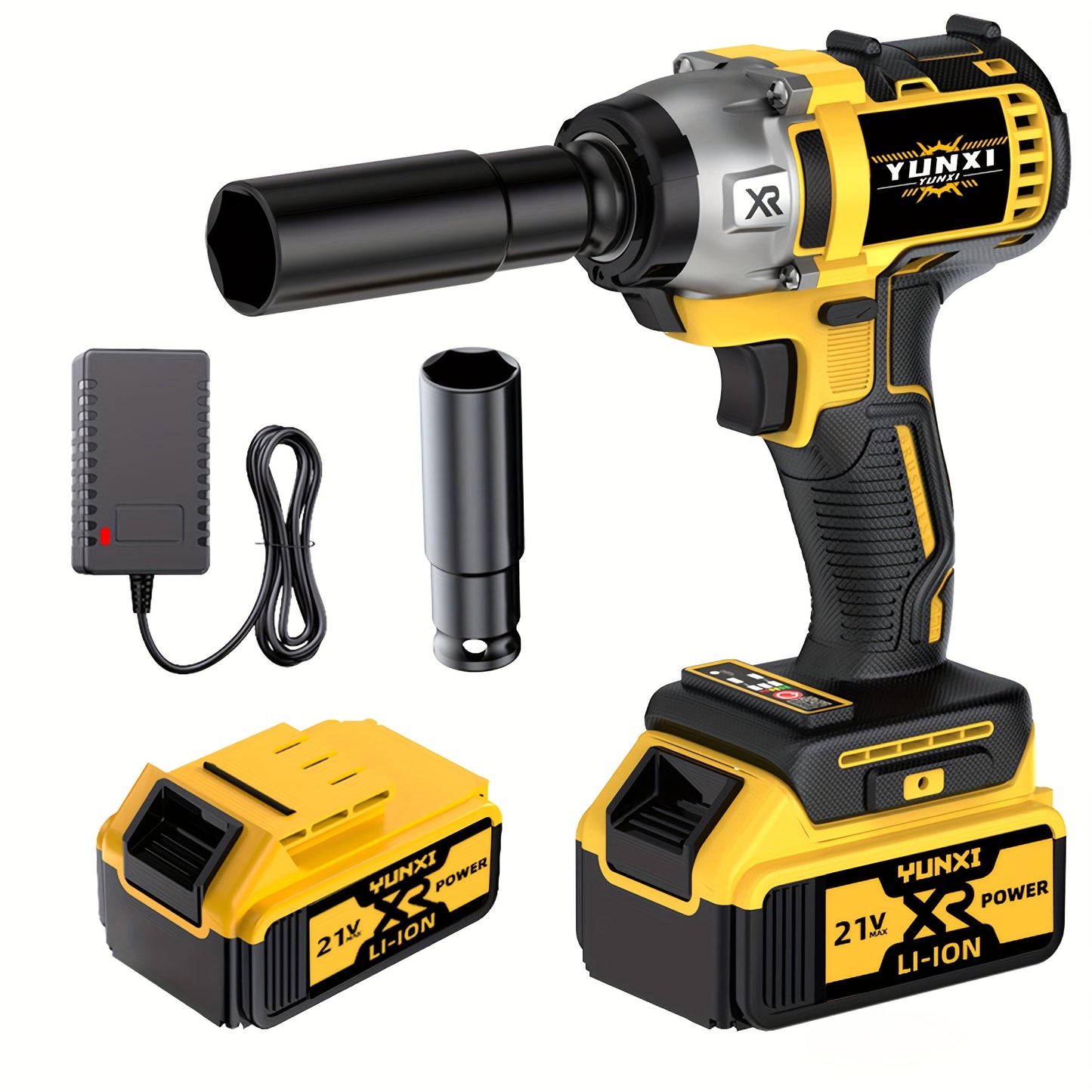 21V Cordless Impact Wrench Wireless Drill Kit, Brushless Electric Impact Gun Drill, Impact Wrench Drill, Equipped With 4000mAh Battery, Toolbox, Charger, Socket And Complete Accessories. Suitable For Men'S Gifts In Cars And H
