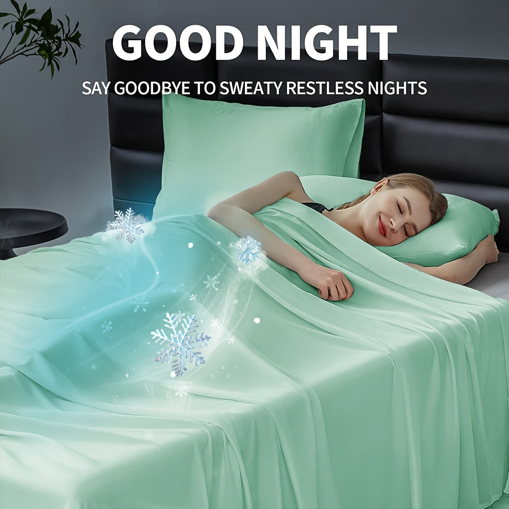 [Cooling Bed Sheets] Ice Cooling Bed Sheet Set, Heat Relief 2000TC Luxury Sheets for Hot Sleepers, Moisture Wicking & Temperature Regulating, NightBreeze Luxe Cooling Sheet Sets