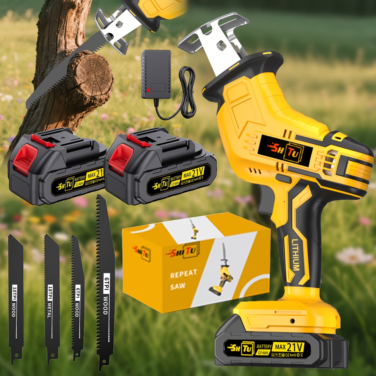 2025 Newly Upgraded Wireless Rotary Saw And Electric Reciprocating Saw in 2025, Equipped with Blade Set And Wood/Metal/Pvc Cutting Charger, And Featuring Multiple Safety Functions, Including a Safety Lock for Multi-Purpose Cu