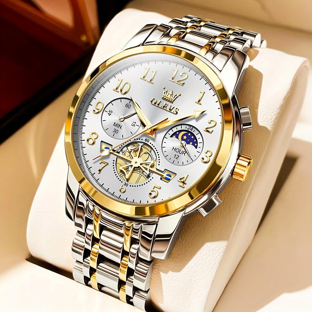 OLEVS Watches for Men Easy to Read Dress Classic with Calendar Business Dress Luxury Big Face Men Black Watch Luminous Mens Wrist Watch Stainless Steel Watch