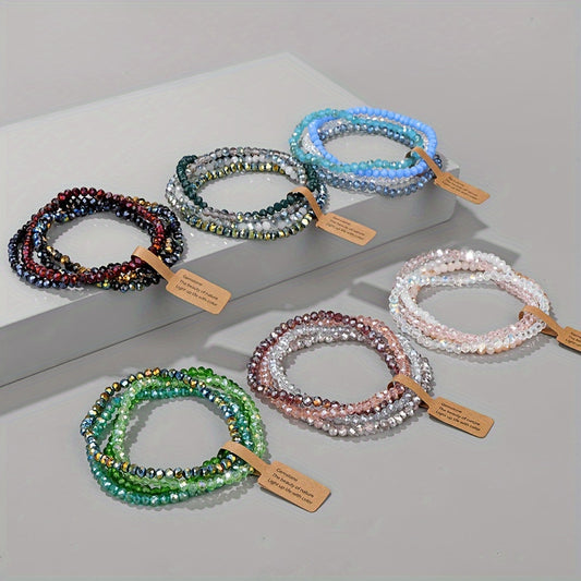 4pcs Boho Style Glass Bead Elastic Bracelets for Women - Colorful, Versatile, and Stylish Handmade Jewelry, Everyday Accessory|Vibrant Bracelets|Stretchy Material