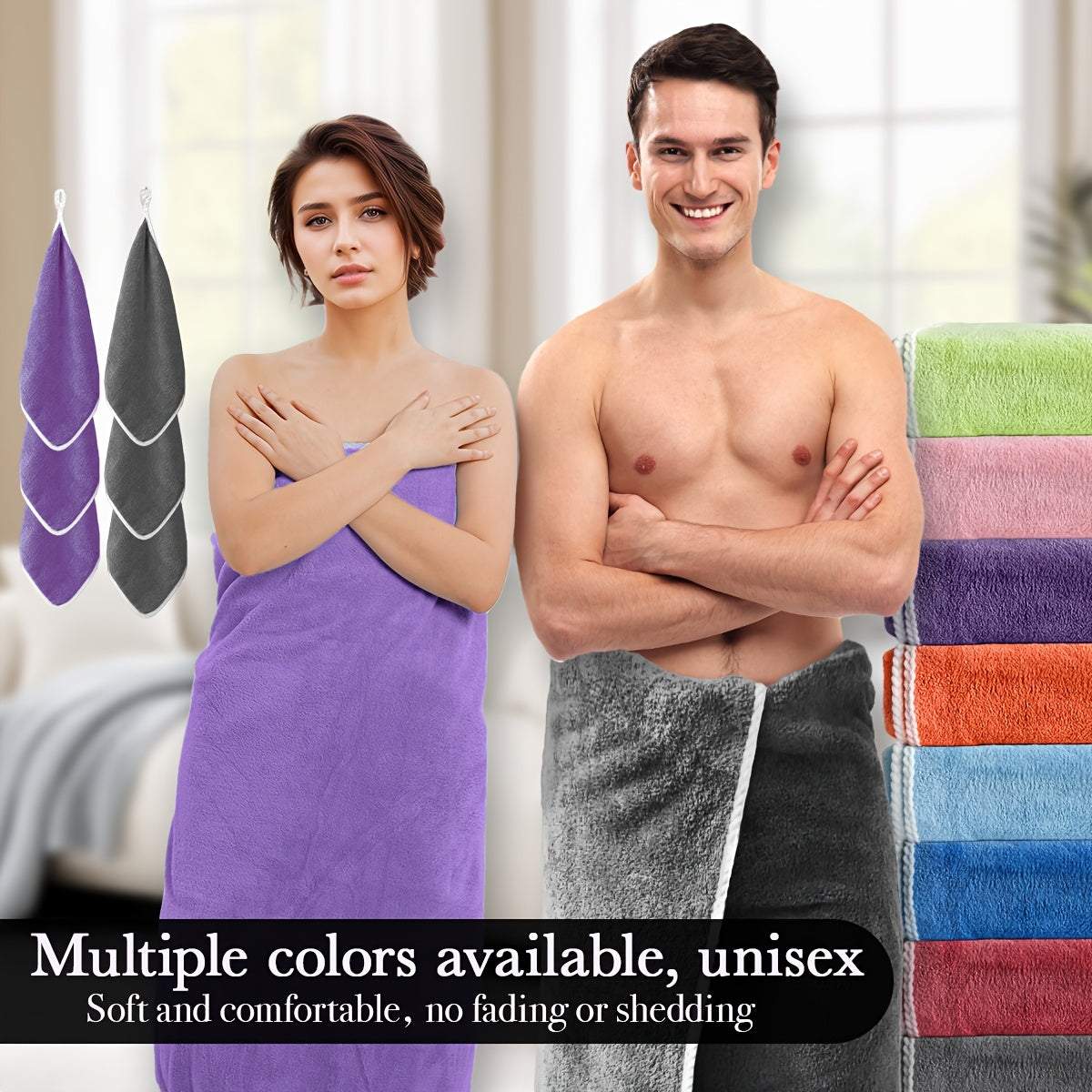 [Bath Towel Set] 8pcs Bath Towel Set - 2pcsExtra Large Bath Towel & 6pcs Bath Towel Bath Towel Hair Drying Turban Super Soft High Absorbent for Family, Couple