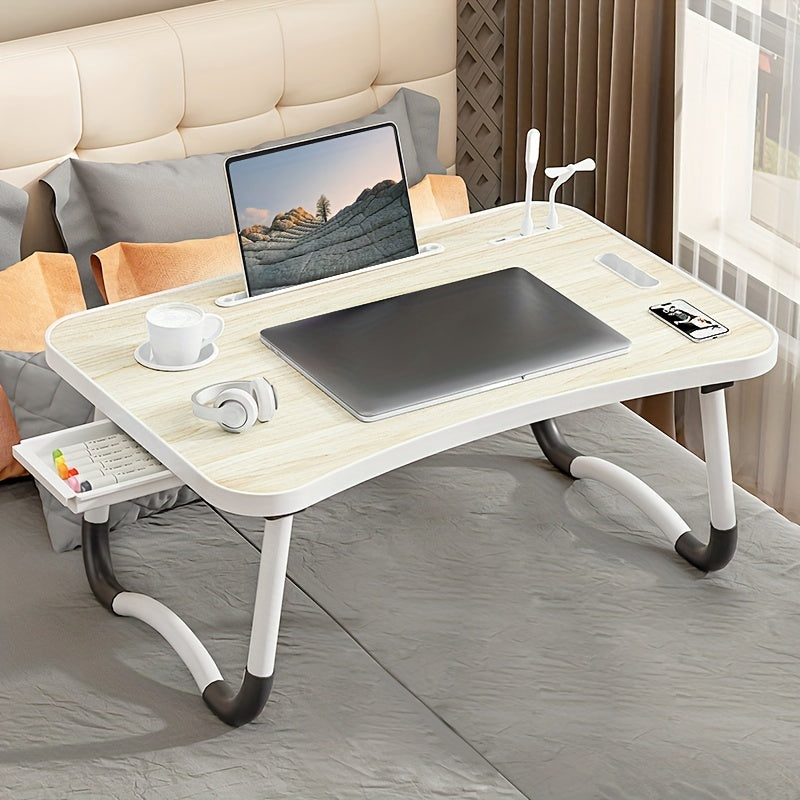 Portable Laptop Bed Table with Cup Holder & Tablet Card Slot - Multifunctional Tray for Eating, Reading, Writing - Stable Durable Foldable Design for Bed, Sofa, Floor - Lightweight & Space-Saving, Bed Table for Laptop, Sofa A