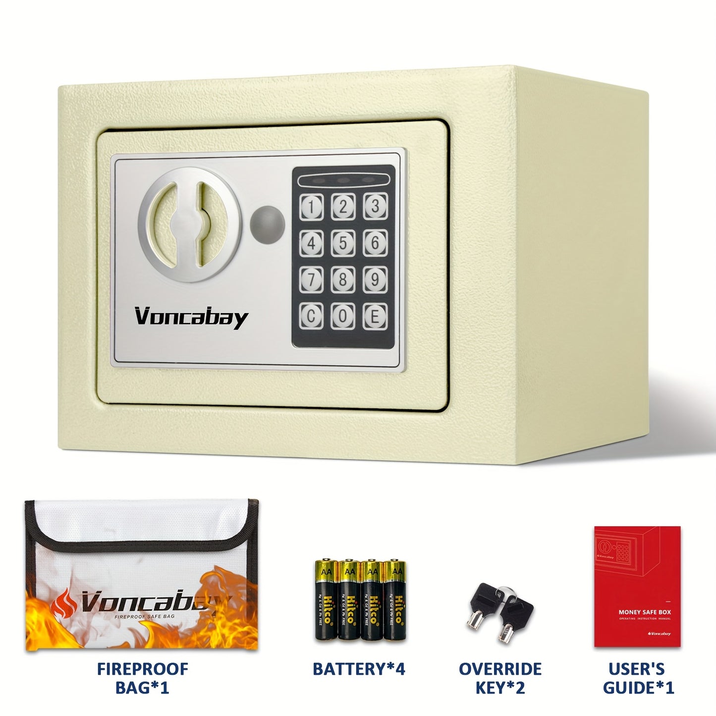 Heavy-Duty Fireproof Steel Safe with Cash Bag - Secure Home Safe Box with Keypad & Key Lock, Ideal for Storing Money, Documents, and Valuables (Black), Valuables Storage | Sleek Black Safe | Durable Metal Safe, Safe Box for H