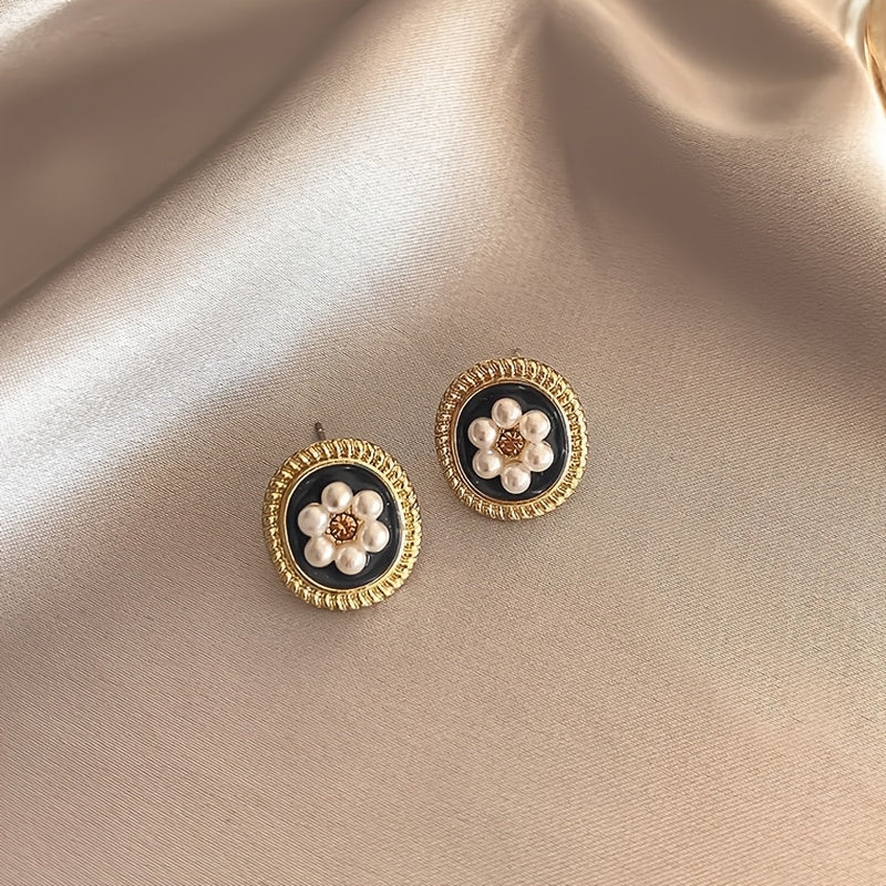 A Set of Five Pairs of Women'S Stylish Earrings in Wine Red, Featuring Vintage Hong Kong Style Faux Pearls, Perfect for Daily Wear, Parties, Valentine'S Day, Or Birthday Gifts.