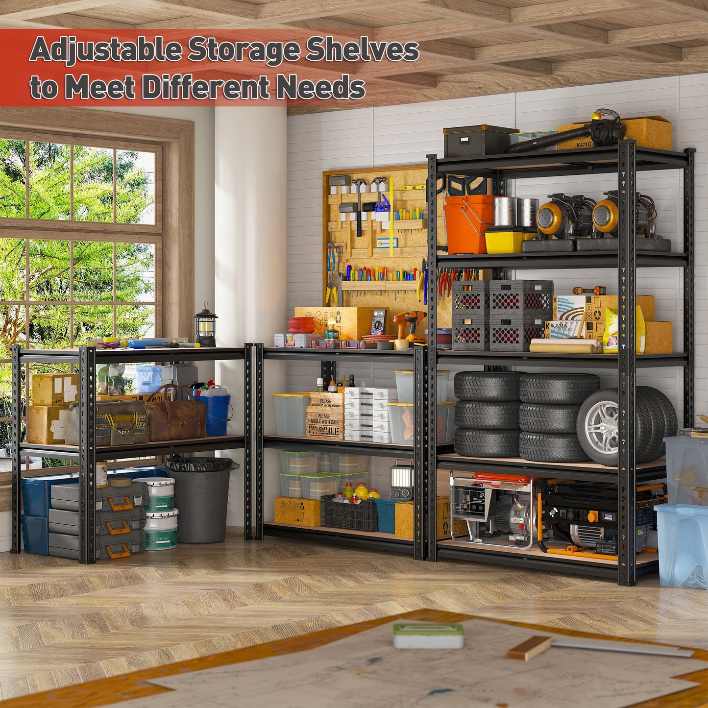 2000LBS Garage Shelving Storage Shelves Heavy Duty Shelving 5 Tier Metal Shelving Units For Garage Shelves 72"H X35.5"W X 15.8"D, Adjustable Metal Shelving Unit For Garage Shelves Utility Rack Shelf For Basement Pantry Closet