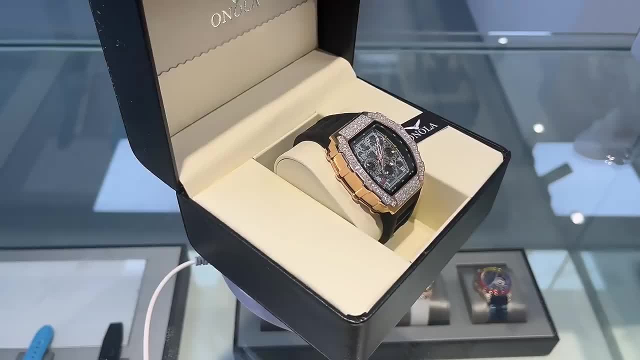 ONOLA Brand Men'S Automatic Mechanical Watch, Barrel Shape Hollow Tourbillon, Date Display, High-quality 3ATM Waterproof, Suitable For Casual And Formal Occasions, Daily Wear, Luxurious Sports Watch, Father'S Day Gift, The Be