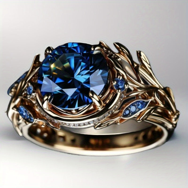 925 Silver Fashion Set Synthetic Sapphire Ring - Vintage Style Jewelry, Elegant in All Seasons, Suitable for Daily Wear and Party/ Birthday/ Anniversary/ Mother's Day/ Father's Day/ Christmas Gifts