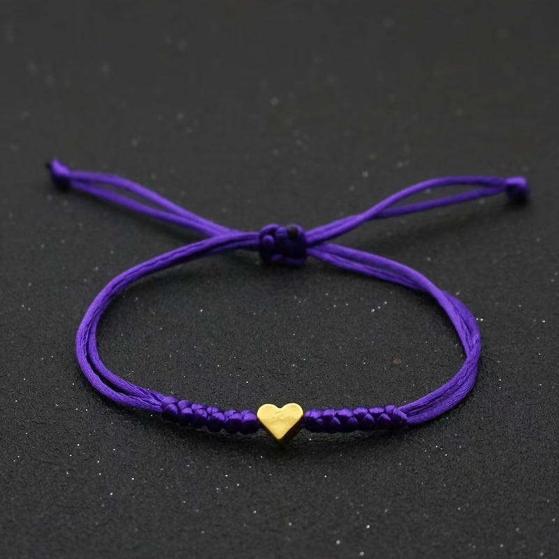 [Chic Heart Bracelet] Handcrafted Adjustable Red Rope Chic Bracelet with Heart Charm | Versatile Accessory for Women, Perfect for Everyday & Party Wear