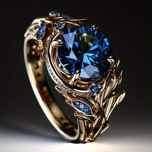 925 Silver Fashion Set Synthetic Sapphire Ring - Vintage Style Jewelry, Elegant in All Seasons, Suitable for Daily Wear and Party/ Birthday/ Anniversary/ Mother's Day/ Father's Day/ Christmas Gifts