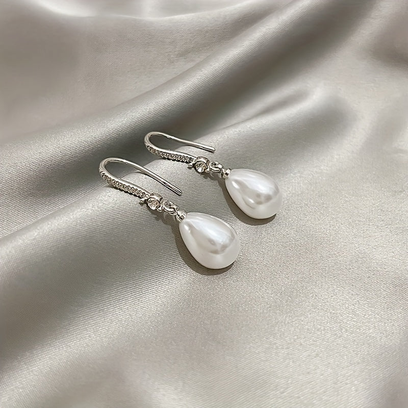 Chic Long Drop Faux Freshwater Pearl Earrings - Elegant Alloy Dangle Design for Parties & Everyday Elegance