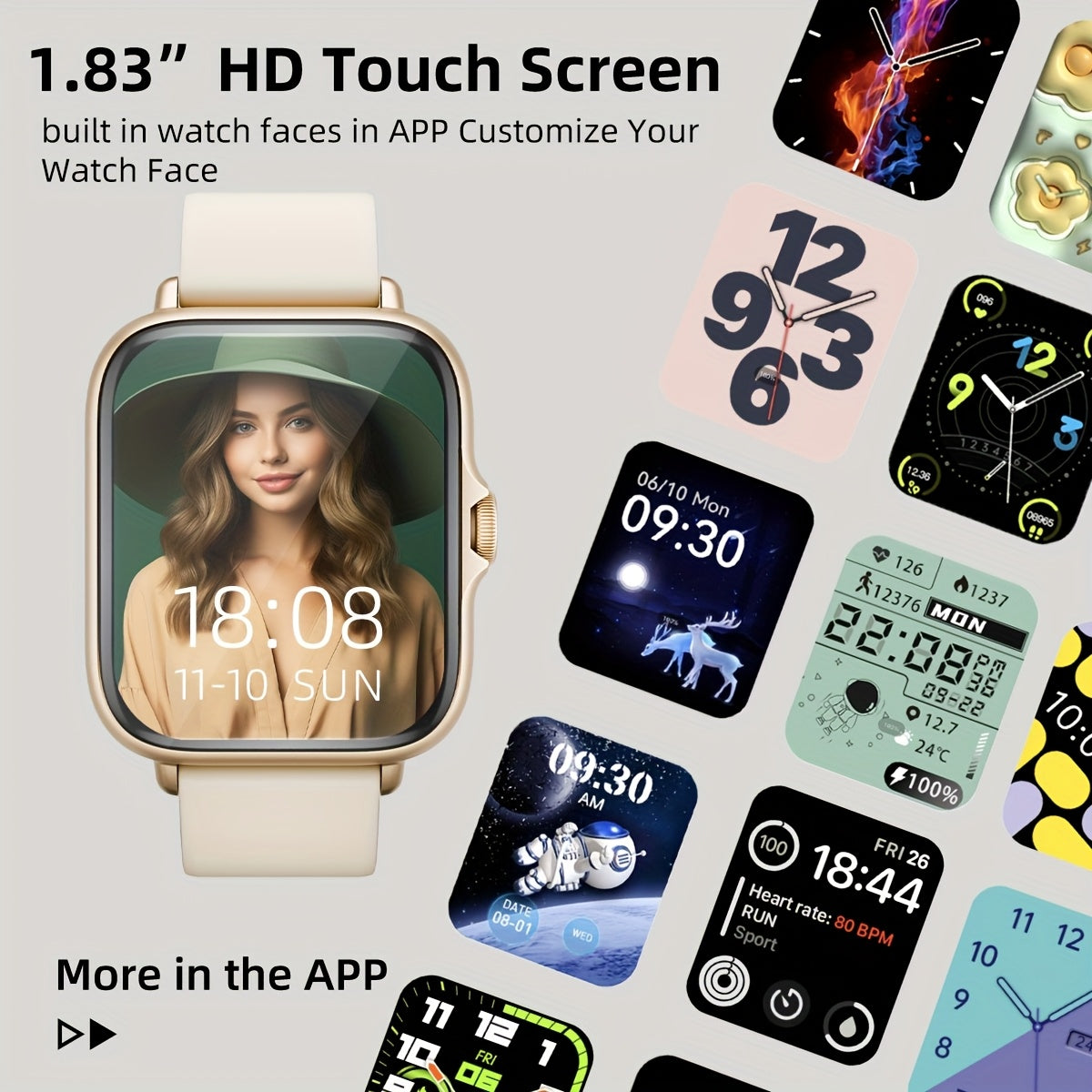 [Smart Watch] 1.83" Smart Watch | Full Touch Screen, Activity Tracker with Call & Message Functions, Pedometer, Multiple Sports Modes, Compatible with IOS/Android Devices, Simple Style, Ideal Gift for Any Occasion