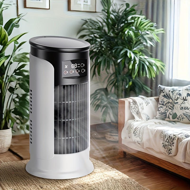 [Portable AC] 3-in-1 Portable Air Conditioner with Speed Control | Quiet & Lightweight Mini AC for Family and Office, Digital Display, USB Powered, Perfect for Beachside Summer Breeze, Office Humidifier, Stylish Christmas Gif