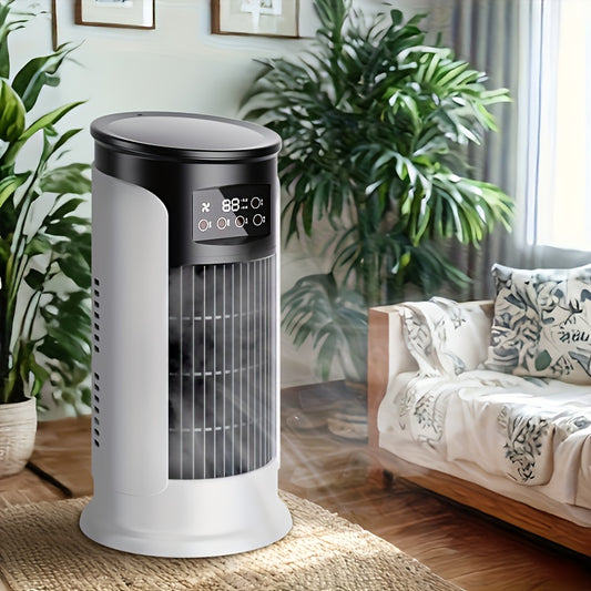 [Portable AC] 3-in-1 Portable Air Conditioner with Speed Control | Quiet & Lightweight Mini AC for Family and Office, Digital Display, USB Powered, Perfect for Beachside Summer Breeze, Office Humidifier, Stylish Christmas Gif