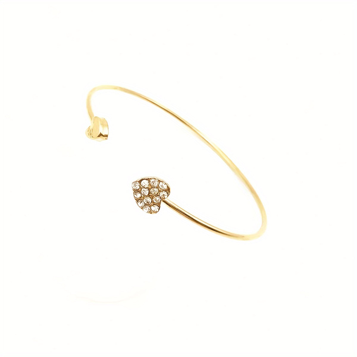 A Minimalist Style Heart-Shaped Open Bracelet for Women, Adorned with Sparkling Rhinestones, Featuring Handcrafted Jewelry Decorations (The Number of Artificial Diamonds May Vary).