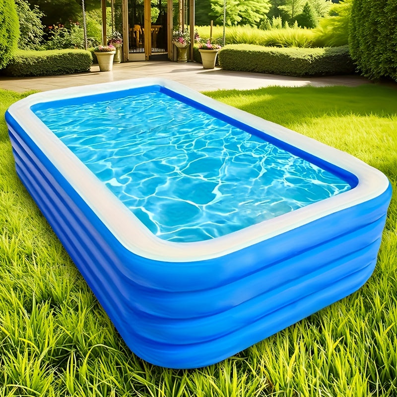 Super Large Home Inflatable Swimming Pool, Courtyard Outdoor Water Park Inflatable Swimming Pool, 125.2 inch 4-layer PVC Thickened And Heightened Upgraded Play Pool, Suitable for Outdoor Patio Activities Parties