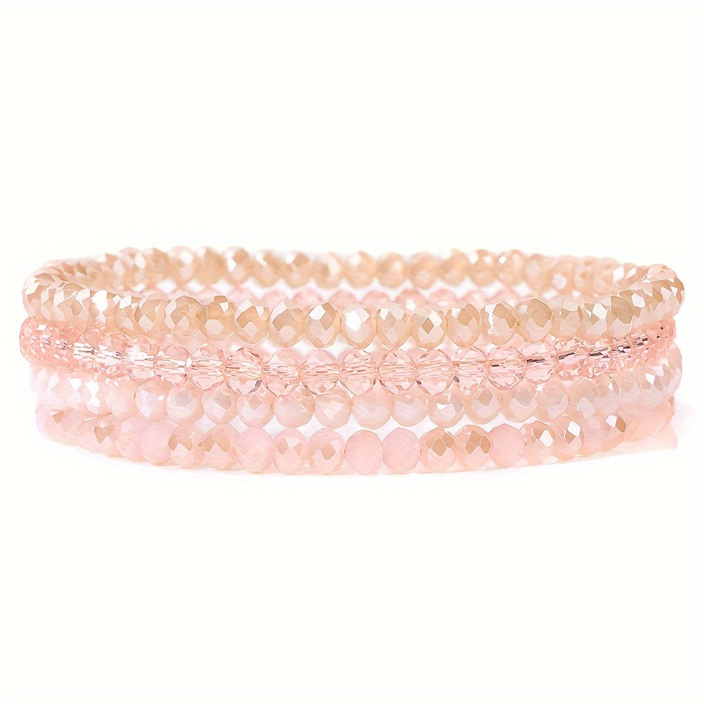 4pcs Boho Style Glass Bead Elastic Bracelets for Women - Colorful, Versatile, and Stylish Handmade Jewelry, Everyday Accessory|Vibrant Bracelets|Stretchy Material