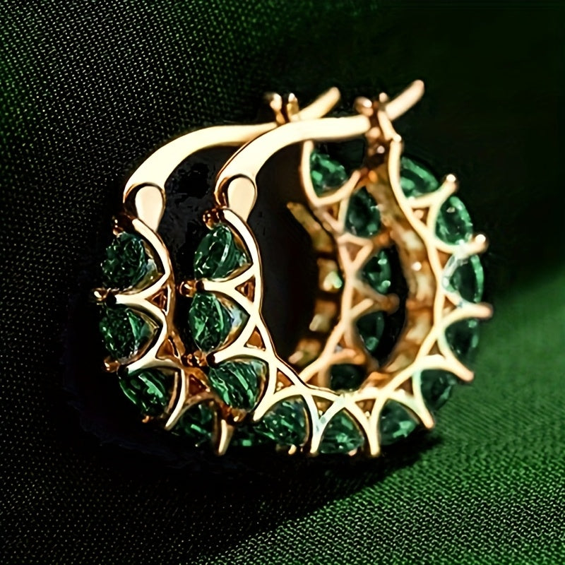 [Zirconia-studded] Circular Hoop Earrings - Elegant Zirconia-studded - For Ladies, Suitable for Engagement Parties, Banquets, and Daily Wear