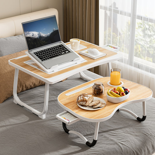 Portable Laptop Bed Table with Cup Holder & Tablet Card Slot - Multifunctional Tray for Eating, Reading, Writing - Stable Durable Foldable Design for Bed, Sofa, Floor - Lightweight & Space-Saving, Bed Table for Laptop, Sofa A