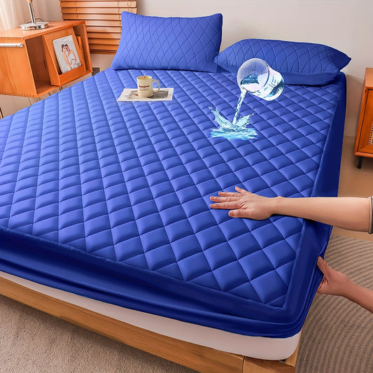1pc Cooling Waterproof Mattress Protector, Cool And Comfortable, Layered Fitted Sheet, Solid Color Bedding Design, Can Be Used As A Separate Bedspread, 9-15 Inches Deep Pocket, Ideal For Bedroom, Guest Room And Hotel Mattress