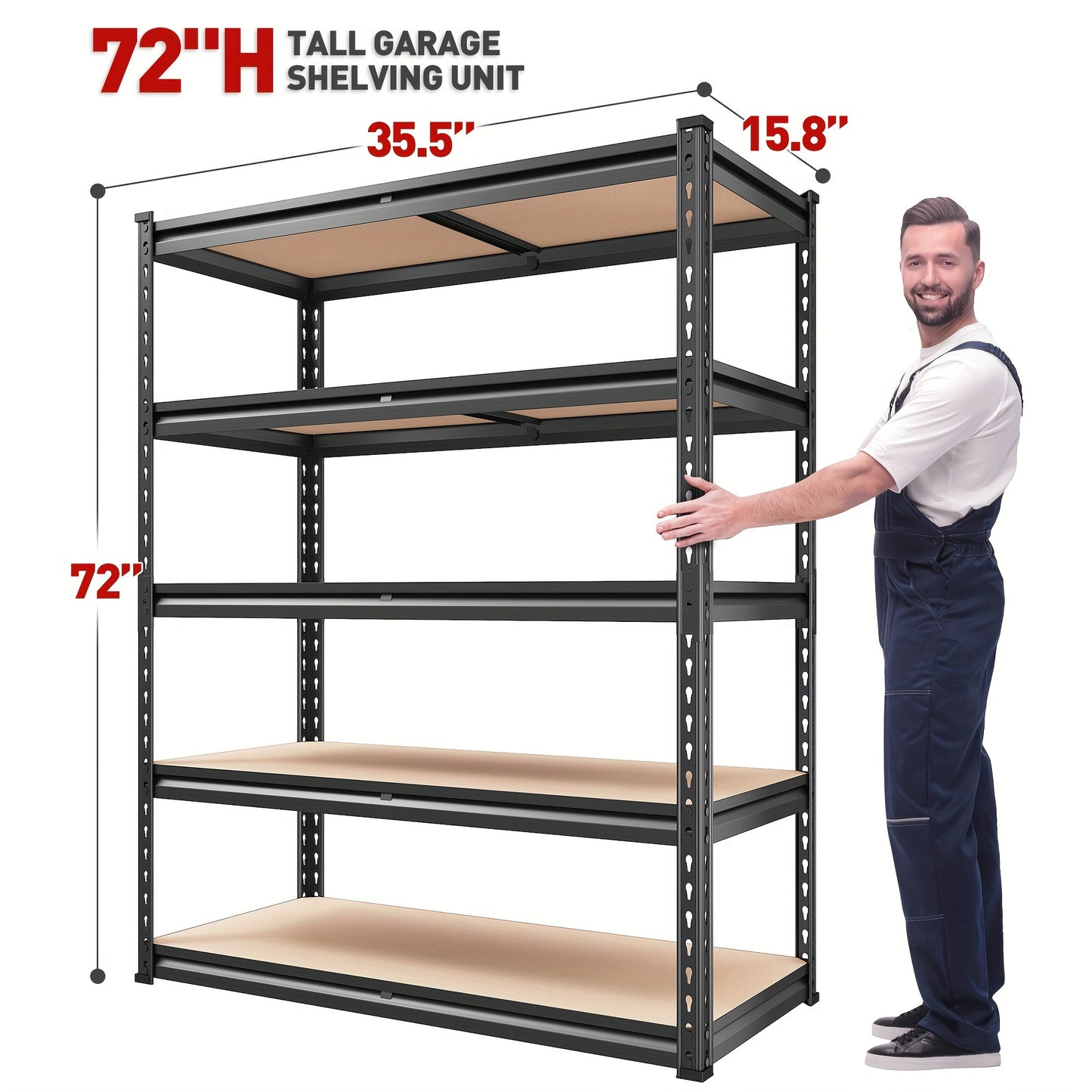 2000LBS Garage Shelving Storage Shelves Heavy Duty Shelving 5 Tier Metal Shelving Units For Garage Shelves 72"H X35.5"W X 15.8"D, Adjustable Metal Shelving Unit For Garage Shelves Utility Rack Shelf For Basement Pantry Closet