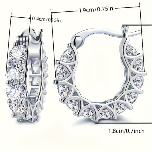 [Zirconia-studded] Circular Hoop Earrings - Elegant Zirconia-studded - For Ladies, Suitable for Engagement Parties, Banquets, and Daily Wear