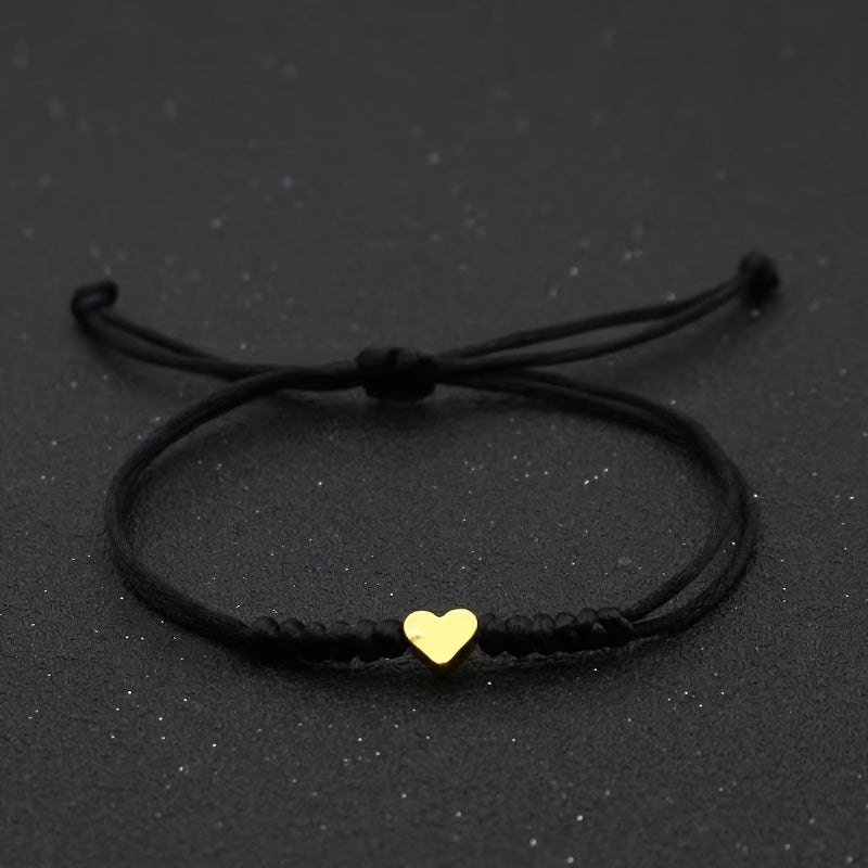 [Chic Heart Bracelet] Handcrafted Adjustable Red Rope Chic Bracelet with Heart Charm | Versatile Accessory for Women, Perfect for Everyday & Party Wear